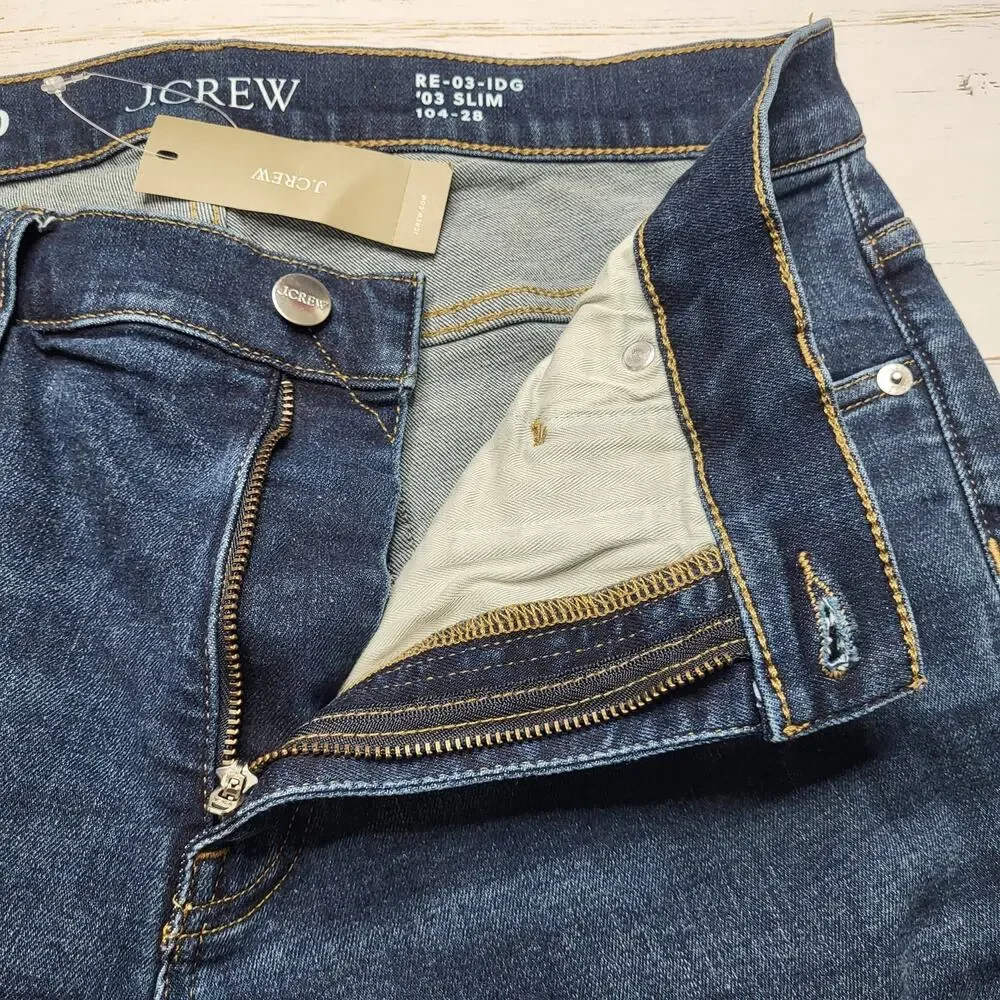 J. Crew 03 Slim Straight Jeans Dark Wash Mid Rise Crop Super Stretch Sculpted 30